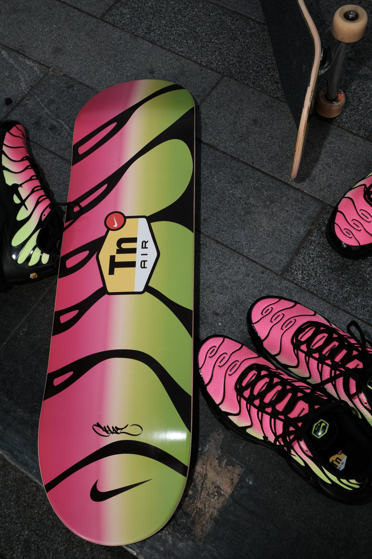 Tuned Skateboard and Air Max Plus